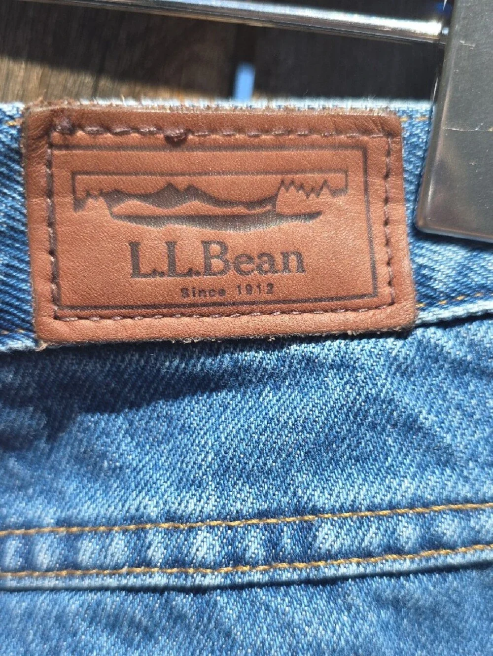 Vintage L.L. Bean 40x29 Classic 100% Cotton Blue Straight Jeans Flannel Lining